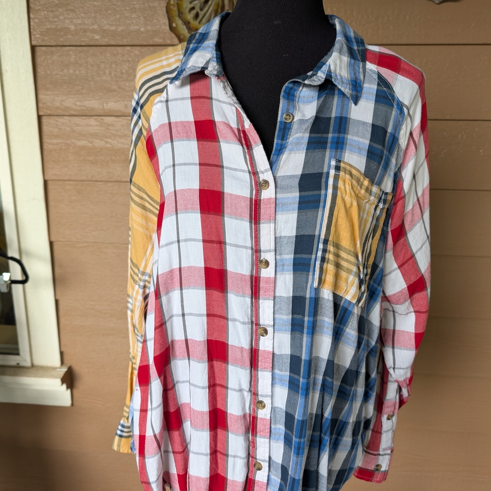 SO Blue and White Plaid Shirt